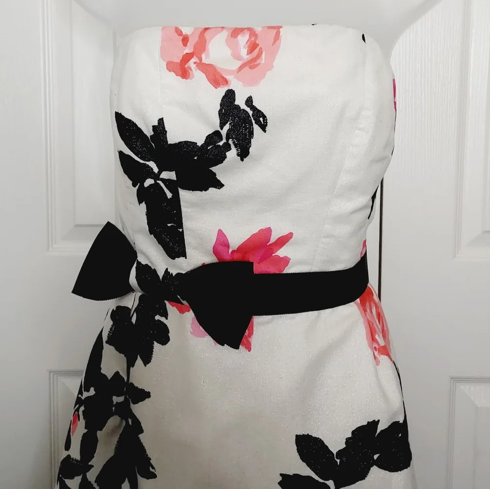 🤍Lilly Pulitzer strapless dress Amberly Cameo White Stroke of Midnight Sz8 - Picture 7 of 15